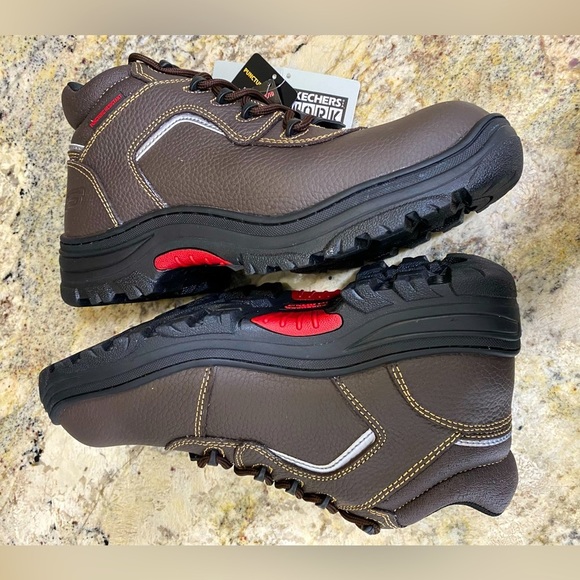 Sketchers Safety Work Composite Toe Boots Brown Men’s Size 10 - Picture 4 of 5